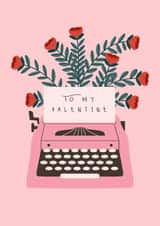 Classic Valentine's Day Card - Typewriter - Flowers created by Sad Girl Illustration