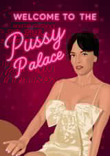 Funny Birthday/Anniversary Card - Pussy Palace - Lily Allen created by Pink Peach Cards