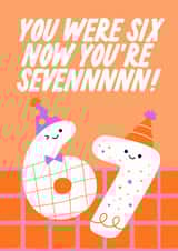 Funny 7th Birthday Card - Six Seven Viral Meme created by The Marmalade Cat