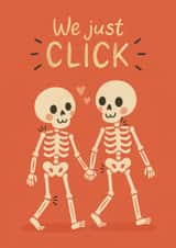 Cute Anniversary / Valentines Card For Him & Her - We Just Click - Skeletons Pun created by Sydney Jo Designs