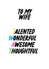 My Wife Card, Funny Rude Anagram Card For Her created by The Marmalade Cat