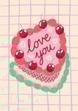 Pretty Valentine's Day Card - Cherry Heart Cake created by Jessie Maeve Studio