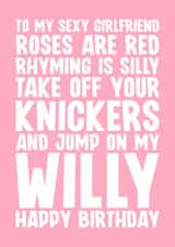 Naughty Birthday Card - For Girlfriend - Knickers created by Blind Faith