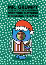 Personalised Christmas Photo Card created by Mr. Men - Funny Christmas Card - Mr. Grumpy - Matching Pyjamas