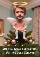 Funny Christmas Card – The Angel I Deserve created by Alfie Calas