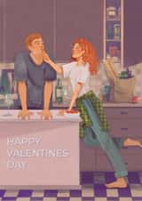 A card with a cute couple in love and congratulations on Valentine's Day created by Albina Uvarova 