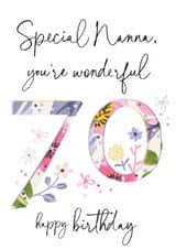 Traditional 70th Birthday Card - For Nanna - Florals created by Katie Phythian Design