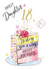Traditional 18th Birthday Card - For Lovely Daughter - Cake created by Katie Phythian Design