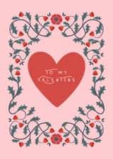 Pretty Valentine's Day Card - Folk Art Floral Heart - To My Valentine created by Sad Girl Illustration