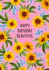 Pretty Birthday Card - Sunflowers created by Poppy & Mabel