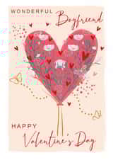 Classic Valentine's Day Card - For Boyfriend - Love Heart Tree - Flowers & Butterflies created by SABIVO Design by Sabina