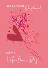 Traditional Valentine's Day Card - For Husband - Floral Love Heart Balloons created by SABIVO Design by Sabina