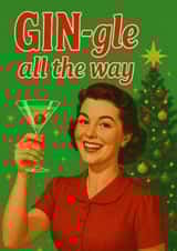 Funny Christmas Card - Gin Cocktail - Vintage Fifties created by AbiGoLucky