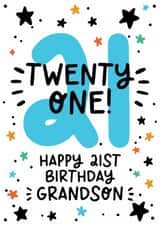 Cute 21st Birthday Card - For Grandson - Stars created by Lyndsay Moon