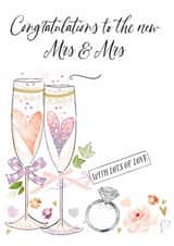 Traditional Wedding Card - Mrs & Mrs - Glasses created by Katie Phythian Design