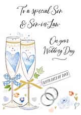 Traditional Wedding Card - For Son & Son-In-Law - Glasses created by Katie Phythian Design