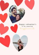 Personalised Valentines Day Photo Card created by Spark and Wild - Classic Valentine's Day Card - Amazing Boyfriend - Hearts