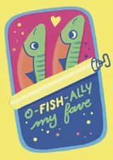 Cute Valentine's Card - O-fish-ally My Fave - Sardine Tin created by Rainfish Studio by Diane Pearse