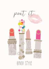 Friend, Beauty Lover, Birthday – Lipsticks in Fun Print – Pout It Bindi Style created by Kalikoh Studio