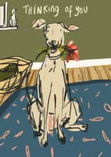 Arty Thinking Of You Card - Dog - Flowers created by Harriet Lowther