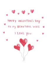 Romantic Valentine’s Day Card - For Wife - Beautiful Hearts created by HCD Illustration