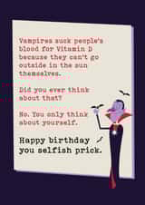 Funny Vampire Birthday Card – Cheeky, Dark Humour for a good friend created by Tainted Genie
