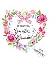 Traditional Anniversary Card - For Grandparents - Floral Heart created by Katie Phythian Design