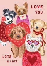 Cute Valentine's Day/Anniversary Card - Adorable Dogs - Love You Lots created by Debbie Daley Illustrations