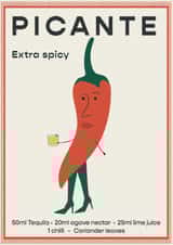 Arty Birthday Card - Picante Cocktail - Chili created by Little Egret Design