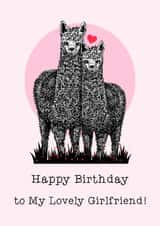 Cute Birthday Card - For Girlfriend - Alpacas created by Beth Higgins Art