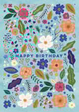 Pretty Birthday Card - Wildflower Meadow - Hearts created by Eli the Goat