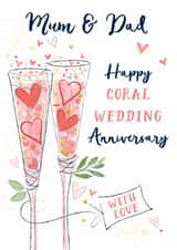 Traditional 35th Anniversary Card - Coral - For Parents created by Katie Phythian Design