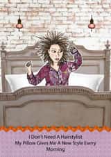 Comical/funny general greetings card for people who worry about bad hair days created by Bizzie Lizzie