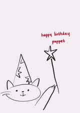 Cute cat birthday card - happy birthday poppet! created by Amelia Katharine
