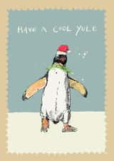 Cute Christmas Card - Cool Yule - Penguin created by Poet and Painter