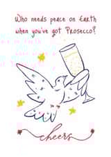 Funny Dove of Peace Drinking Prosecco Card – Quirky Christmas & Celebration Card created by Sir13