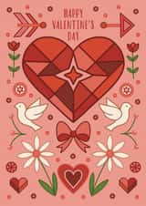 Valentine’s Day Card – Abstract Geometric Heart Design – Modern Art Style created by The Merry Giraffe