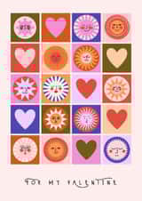 Arty Valentine's Day Card - Retro Suns - Modern created by Sad Girl Illustration