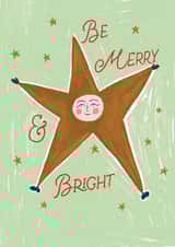 Cute Christmas Card - Merry And Bright - Star created by Mallory McAfee
