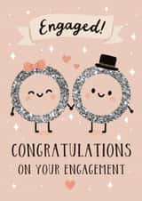 Cute Kawaii Engagement Rings Card – Congratulations on Your Engagement created by The Merry Giraffe