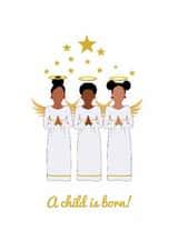Rejoice! A Child is Born Christmas Card – Black Angels Design created by All Shades