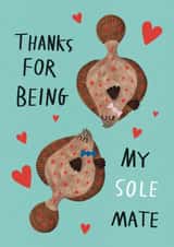 Cute Valentine's Day Card - Thanks For Being My Sole Mate - Fish Pun created by Alice Mole Illustration