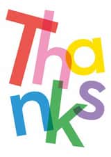 Classic Thank You Card - Rainbow typography created by Holly Hall