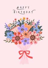 Pretty Birthday Card - For Her - Floral Bouquet created by Sad Girl Illustration