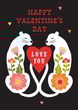 Arty Valentine's Day Card - Love Cats - Folk Flowers created by Maggie Magoo Designs