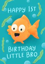 Cute 1st Birthday Card - Little Brother - Fish created by Macie Dot Doodles