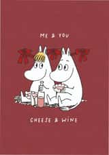 Cute Christmas Card - Moomin - Me And You - Cheese And Wine created by Moomin Characters