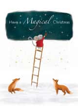 Cute Christmas Card - Have A Magical Christmas - Foxes And A Mouse created by Jo Couch