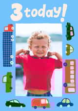 Personalised Birthday Photo Card created by Carla Ellis - Cute Birthday Card - 3rd - Cars And Trucks