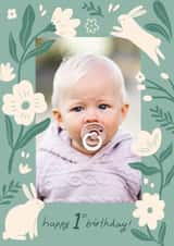 Personalised Birthday Photo Card created by Carla Ellis - Cute Birthday Card - 1st - Bunnies
